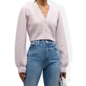 LOVESHACKFANCY AUDEN CARDIGAN - SNOW size XS